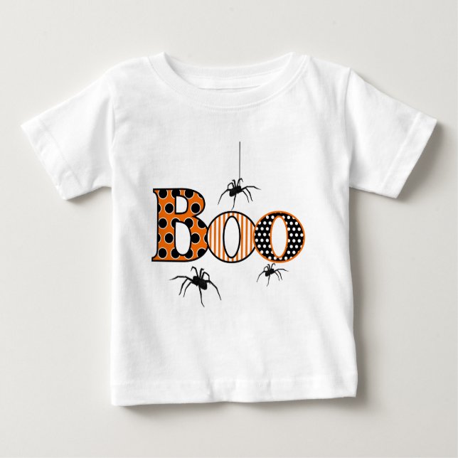 Camiseta De Bebé ABUCHEO con las arañas Halloween (Anverso)