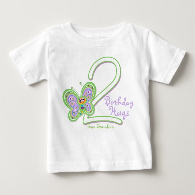 Camiseta De Bebé Abuela 2º cumpleaños Mariposa Abrazos (Anverso)