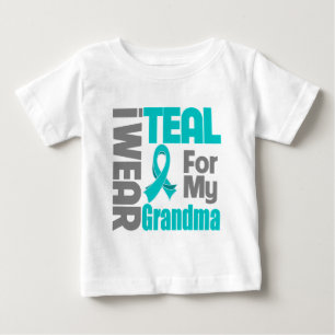 Camiseta De Bebé Abuela - ayuda verde azulada del cáncer ovárico 