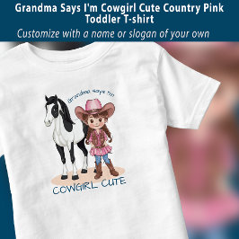 Camiseta De Bebé Abuela dice que soy vaquera linda rosa country