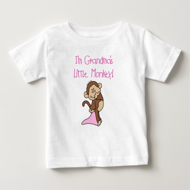 Camiseta De Bebé Abuelitos rosados Pequeño mono (Anverso)