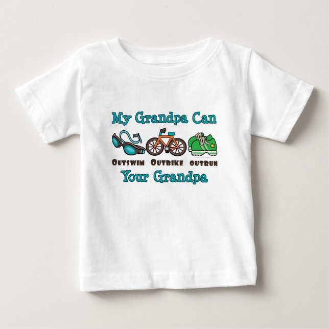 Camiseta De Bebé Abuelo Nado Fuera De Bicicleta Outrun Triathlon Be (Anverso)