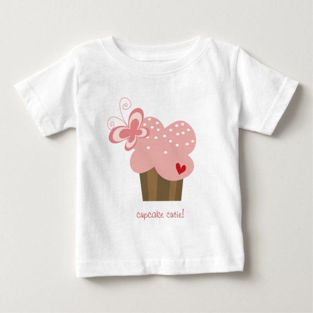 Camiseta De Bebé Abundante Chica de mariposa de pastel rosa (Anverso)