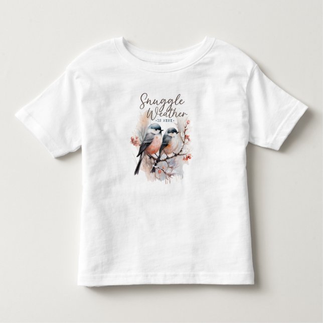 Camiseta De Bebé Acá el tiempo de acurrucarse, pájaros en Navidades (Anverso)