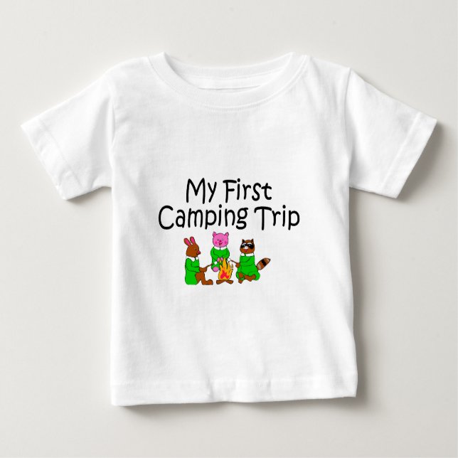Camiseta De Bebé Acampando mi primera acampada (Anverso)