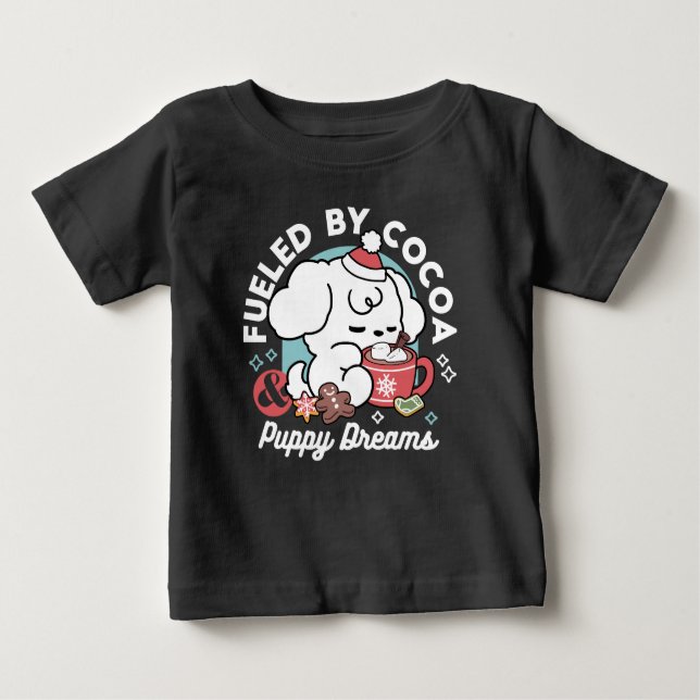 Camiseta De Bebé Acogedores sueños de cachorro - chocolate caliente (Anverso)
