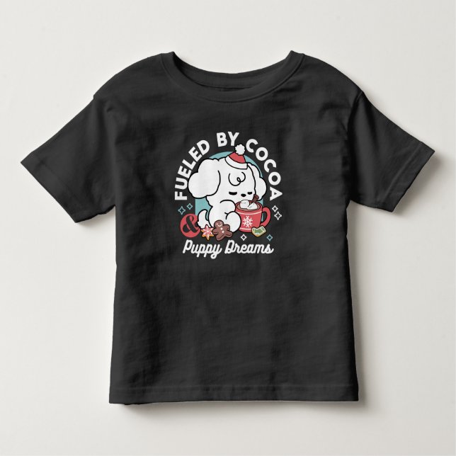 Camiseta De Bebé Acogedores sueños de cachorro - chocolate caliente (Anverso)