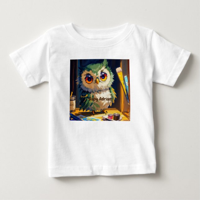 Camiseta De Bebé Acrílico de búho y cuchillos de paleta (Anverso)