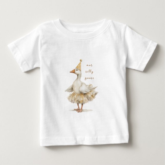 Camiseta De Bebé Acuarela Amarilla Cumpleaños Silly Goose 3 (Anverso)