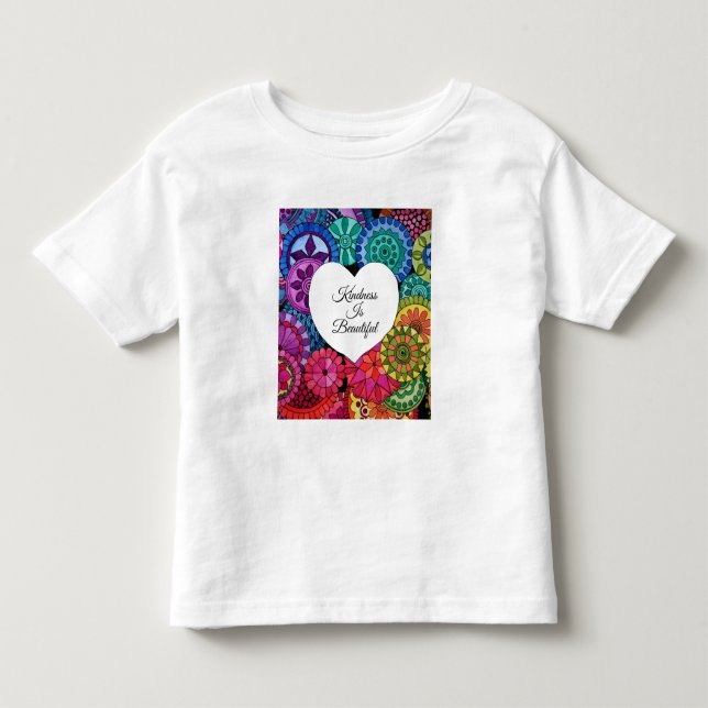 Camiseta De Bebé Acuarela Arcoiris Mandala con corazón (Anverso)