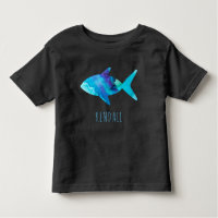 Acuarela Azul Pescado Océano Niños Personalizados