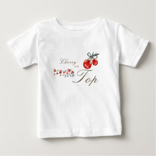 Camiseta De Bebé Acuarela Corazón Floral cereza sobre el bebé super