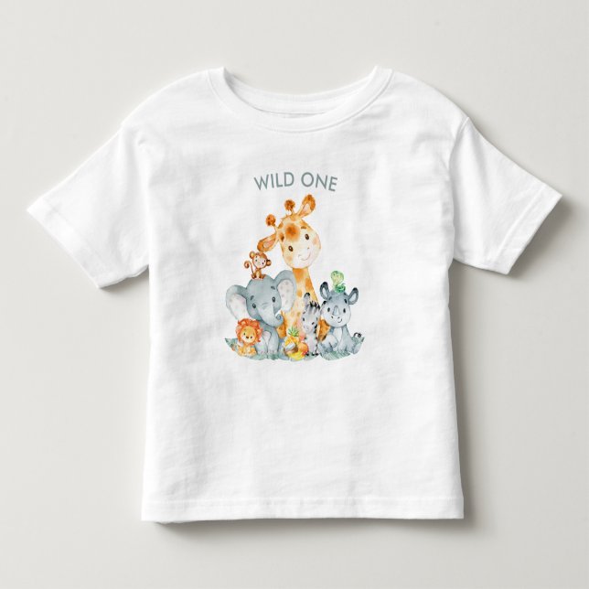 Camiseta De Bebé Acuarela Cute Safari Jungle Animales (Anverso)