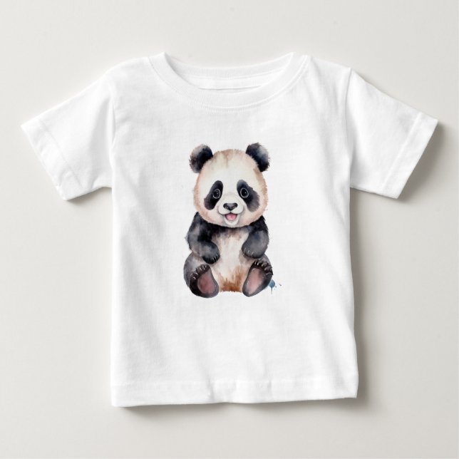 Camiseta De Bebé Acuarela de cría de panda adorable (Anverso)