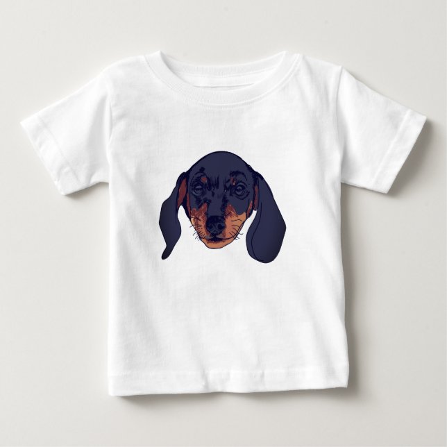 Camiseta De Bebé Acuarela de Dachshund y Ball (Anverso)