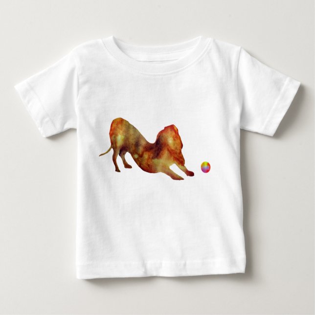 Camiseta De Bebé Acuarela de Dachshund y Ball (Anverso)