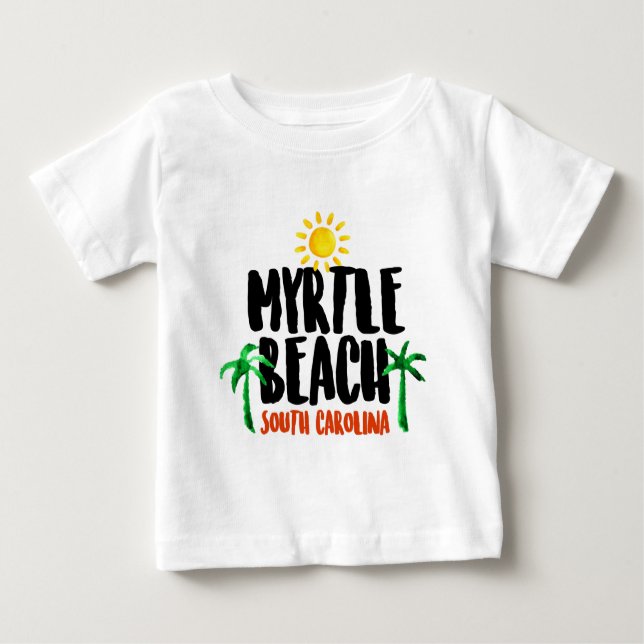 Camiseta De Bebé Acuarela de Myrtle Beach (Anverso)