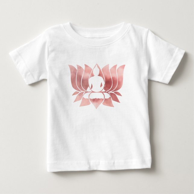 Camiseta De Bebé Acuarela de oro Rosa Textura Buda Meditación Zen (Anverso)