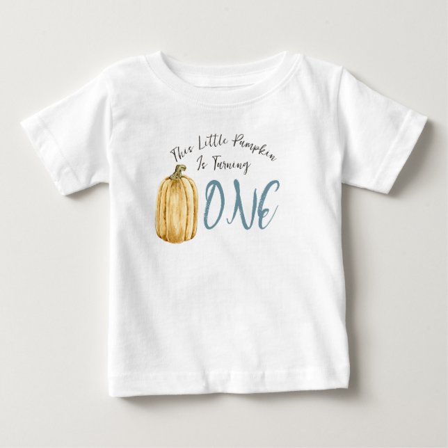 Camiseta De Bebé Acuarela de Otoño Azul Pequeno Niño Cumpleaños Cal (Anverso)