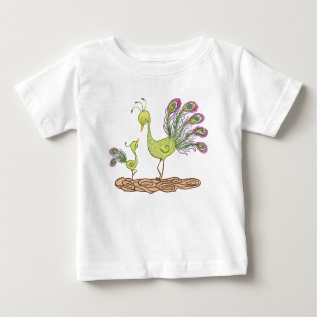 Camiseta De Bebé Acuarela de pavo real (Anverso)