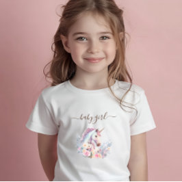 Camiseta De Bebé Acuarela de Unicornio de Primavera