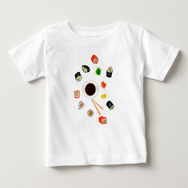 Camiseta De Bebé Acuarela determinada del sushi (Anverso)