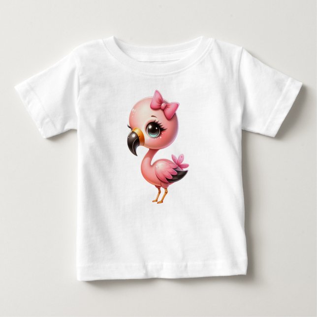 Camiseta De Bebé Acuarela Flamingo Personalizado Clipart-00000 (Anverso)