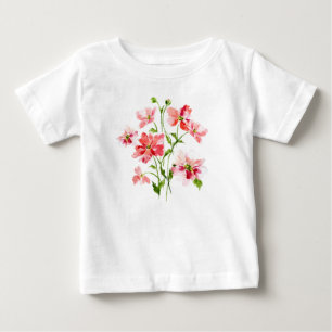 Camiseta De Bebé Acuarela floral de adormidera roja