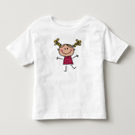 Camiseta De Bebé Acuarela Happy Stick Girl Vestido rosa elegante