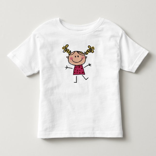 Camiseta De Bebé Acuarela Happy Stick Girl Vestido rosa elegante (Anverso)