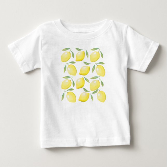 Camiseta De Bebé Acuarela Limones Amarillos (Anverso)