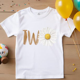 Camiseta De Bebé Acuarela margarita segundo cumpleaños dos