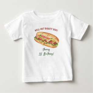 Camiseta De Bebé Acuarela Niños Perros Calientes Cumpleaños