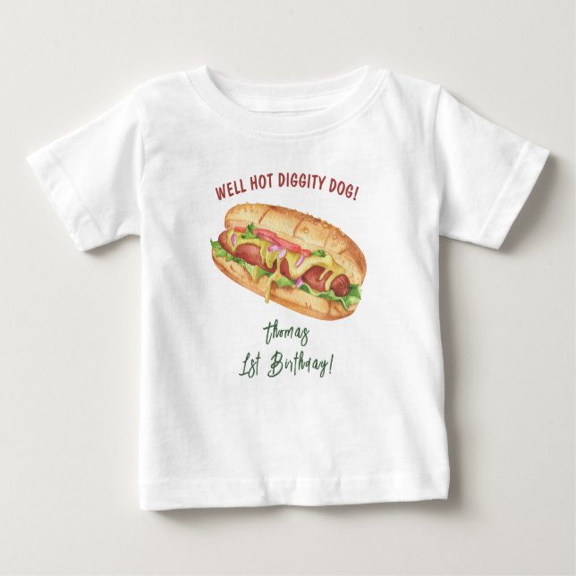 Camiseta De Bebé Acuarela Niños Perros Calientes Cumpleaños (Anverso)