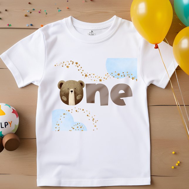 Camiseta De Bebé Acuarela nuestro oso pequeño es un cumpleaños (Subido por el creador)