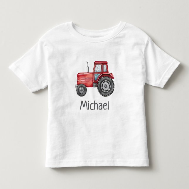 Camiseta De Bebé Acuarela personalizada de la granja de tractores r (Anverso)