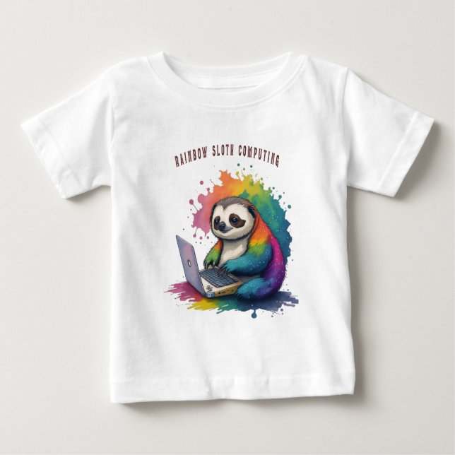 Camiseta De Bebé Acuarela Rainbow Cute Slote Computing (Anverso)