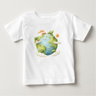 Camiseta De Bebé Acuarela Tierra-Personalizado Tierra con Elemen de