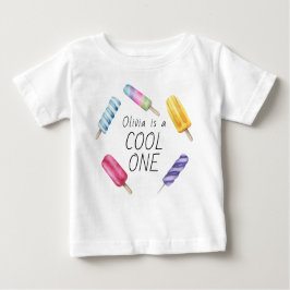 Camiseta De Bebé Acuarela Verano Popsicle Crema de Hielo