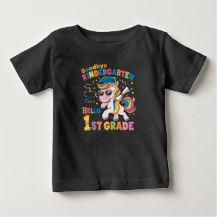Camiseta De Bebé Adiós Kindergarten Hola primer grado Unicornio
