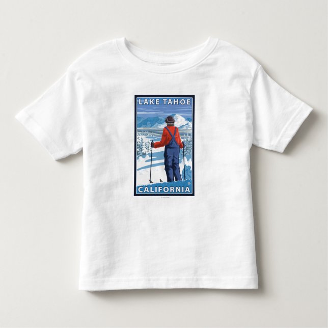 Camiseta De Bebé Admiración del esquiador - el lago Tahoe, (Anverso)