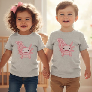 Camiseta de bebé adorable ajolote rosa