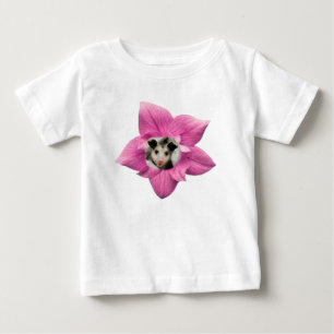 Camiseta De Bebé Adorable Bebé Sonriente Zarigüeya Floral