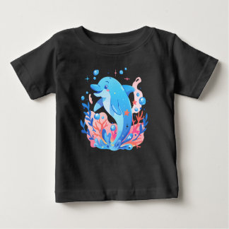 Camiseta De Bebé Adorable Blue Dolphin Baby Bodysuit