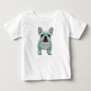 Camiseta De Bebé Adorable cachorro de Bulldog Francés 3D verde ment