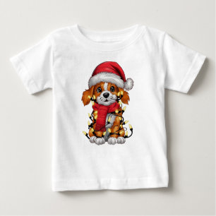 Camiseta De Bebé Adorable cachorro enredado en luces de vacaciones