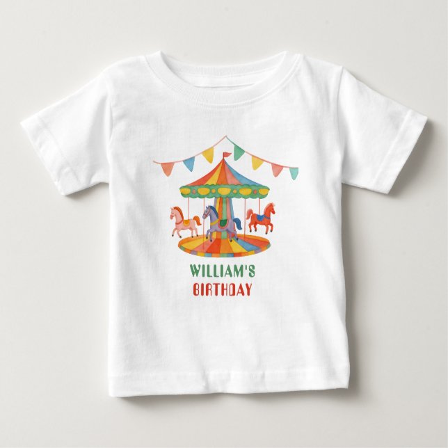 Camiseta De Bebé Adorable Carousel Birthday (Anverso)
