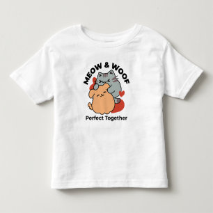 Camiseta De Bebé Adorable Cat and Dog Hug - Diseño de Meow & Woof