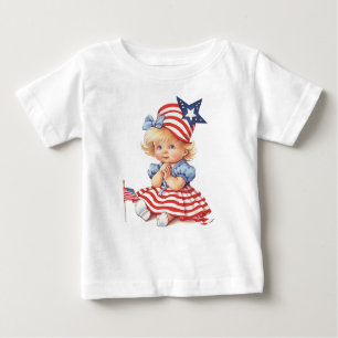 CAMISETA DE BEBÉ ADORABLE CHICA DE BEBÉ PATRIÓTICO PELIGROSA BLONDE