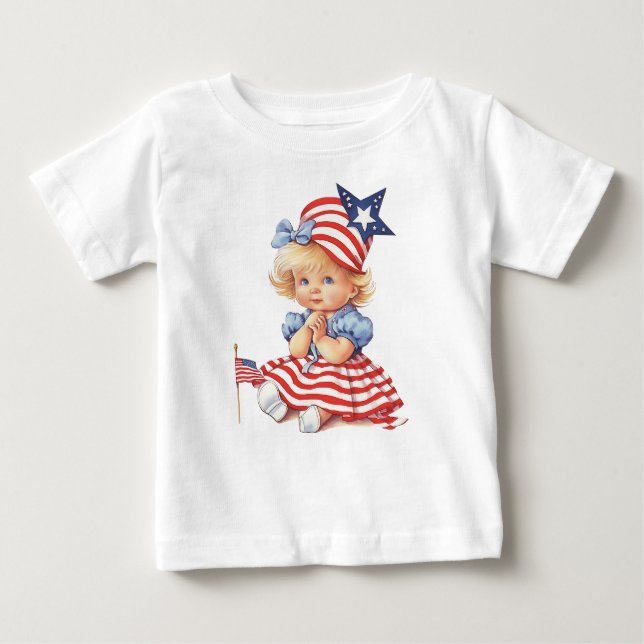 CAMISETA DE BEBÉ ADORABLE CHICA DE BEBÉ PATRIÓTICO PELIGROSA BLONDE (Anverso)